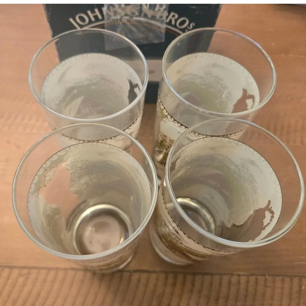 Johnson Brothers Friendly Village Cooler (4) Glasses Set Clear Farmhouse Cottage